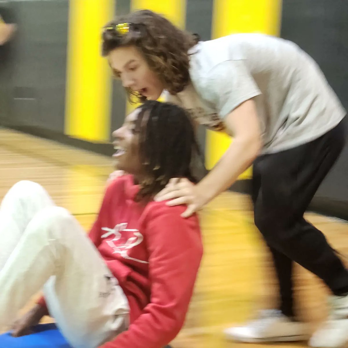academy_carver's tweet photo. First pep rally of the year! The step team performed, students participated in musical chairs, a relay, and knockout basketball. The volleyball team and cross country teams were recognized as well. #Wolverinepride #bettereveryday #oneccps https://t.co/A7JudOq6PU