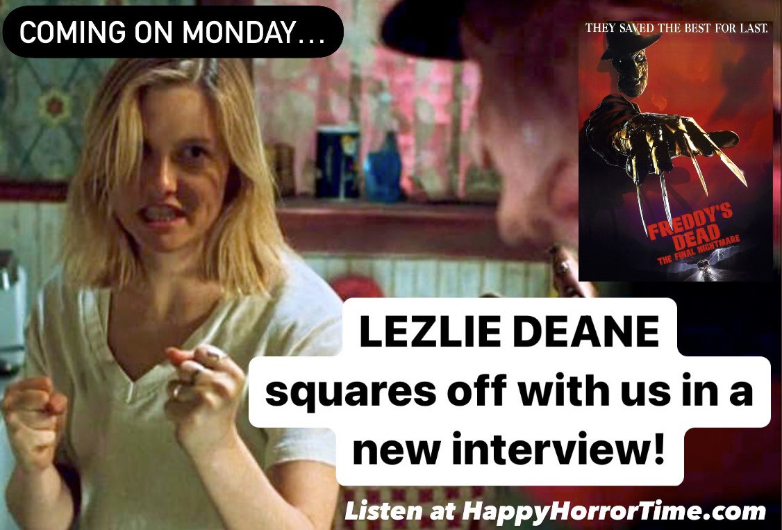 HappyHorrorTime's tweet photo. She (literally) kicked Freddy’s ass in “Freddy’s Dead: The Final Nightmare” and was one of the few to survive his rampage. 🥊🥋

Tune in Monday to hear our interview with the hilarious LEZLIE DEANE! 🎧🎉

#happyhorrortime #horrorpodcast #freddysdead #976Evil #lezliedeane https://t.co/YrSI81Adyl