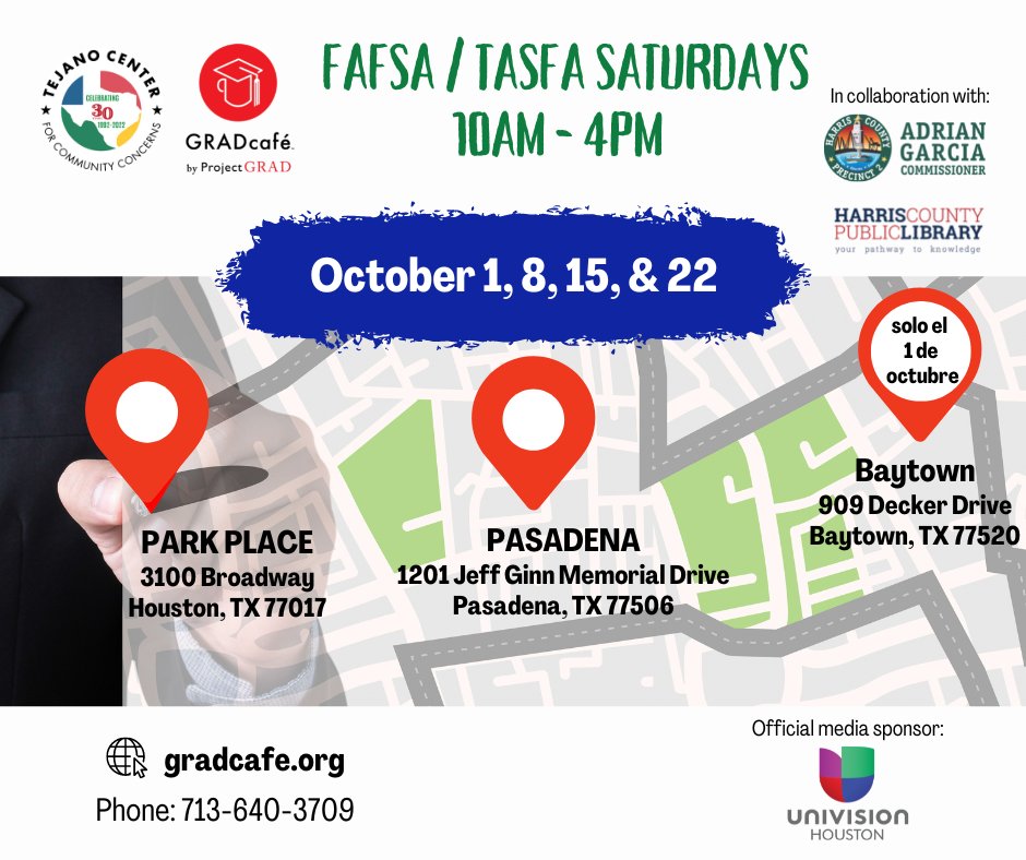 TOMORROW: The FAFSA &amp; TASFA apps for financial aid to pay for college open. 3 <a href="/GRADcafe1/">GRADcafé</a> locations will open to help students &amp; families with completing these applications. Read below the items you must bring to complete your FAFSA. No appointment needed. #MakingItHappenTogether