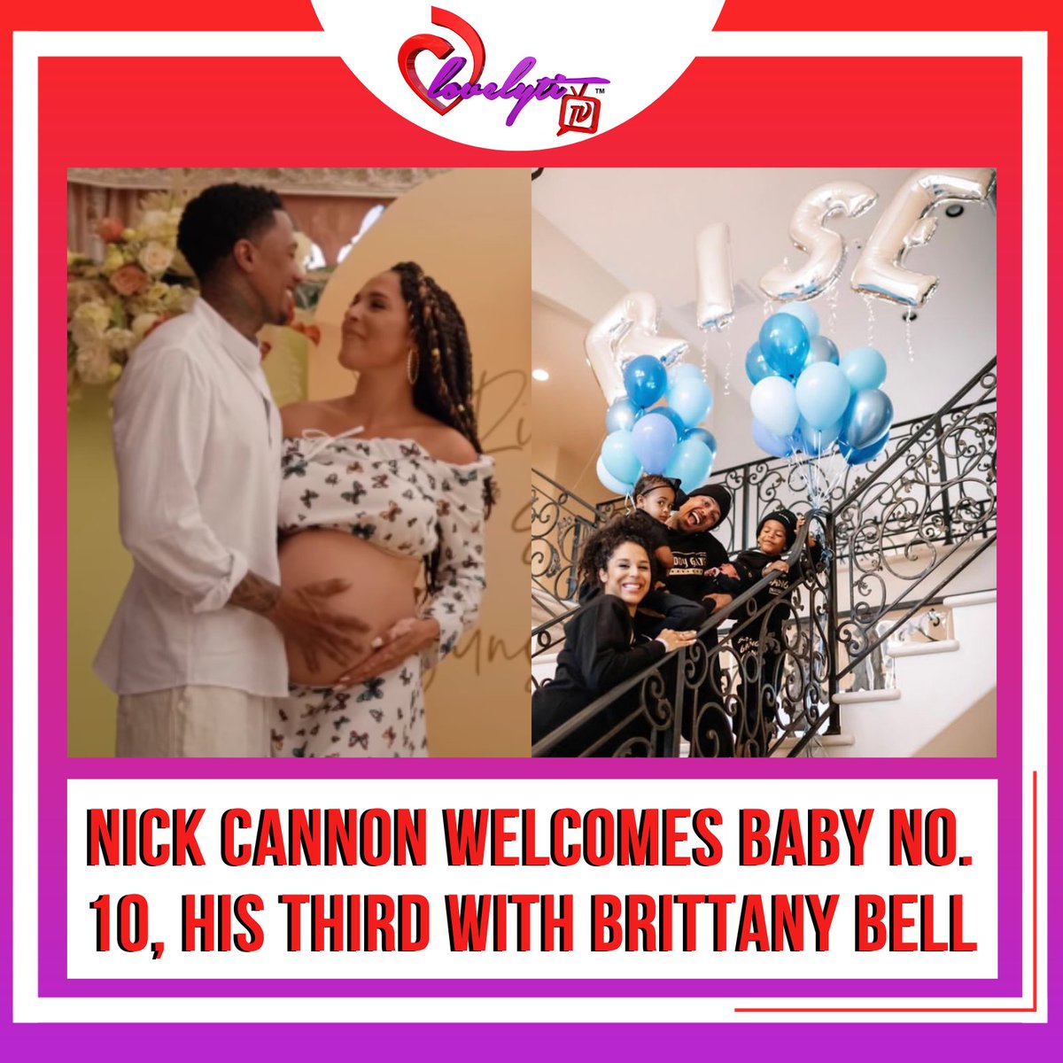 lovelyti's tweet photo. Nick Cannon and Brittany Bell have welcomed their third baby together, Cannon's 10th child, he announced on Instagram Friday.
Congratulations to Nick Cannon and Brittany Bell 👶🏽💞
#NickCannon #BrittanyBell #PowerfulQueen #GoldenSagon #RiseMessiahCannon #Lovelytitv https://t.co/WXtB9bKSR7