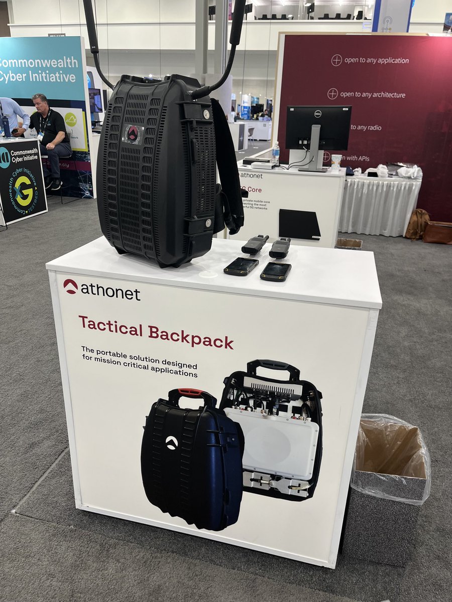 mikeddano's tweet photo. Cell site in a backpack. In case you’re wondering this is pretty fucking cool. #mwc2022 https://t.co/ycexKLbFS4