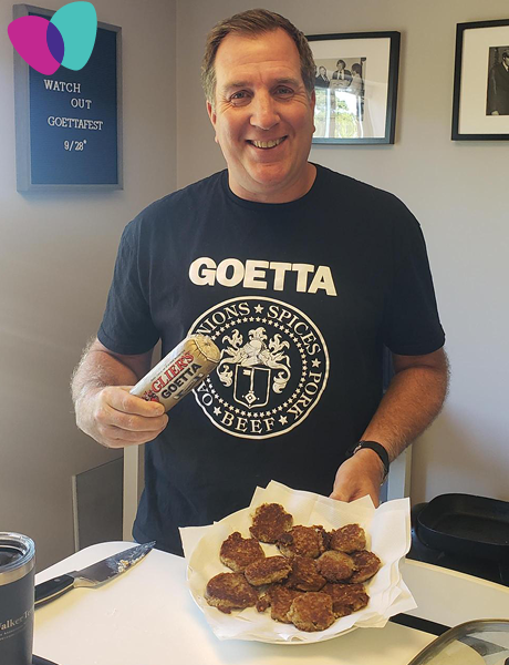 ASCPharm's tweet photo. ASCP’s chief executive, Chad Worz, PharmD, BCGP cooking up some Goetta to bringing a bit of his hometown to the ASCP staff in Alexandria, VA. #GoettaFest https://t.co/lTk2D4FQlo