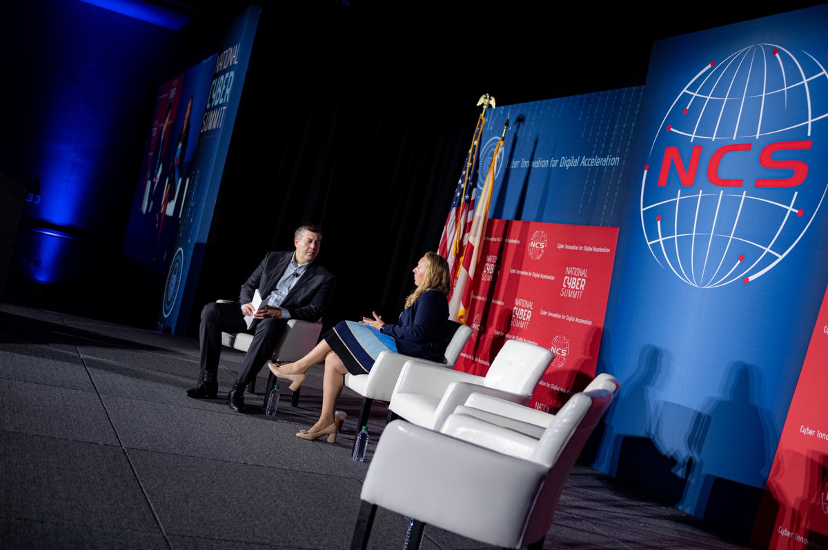 MissionMultiply's tweet photo. We were proud to have our Mission Multiplier CEO, Jamie Miller, on the main stage interviewing Dr. Kelly Fletcher, the Principal Deputy DoD CIO, talking about the DoD’s perspective on cyber at the 2022 National Cyber Summit. https://t.co/AXuJr0EEMq