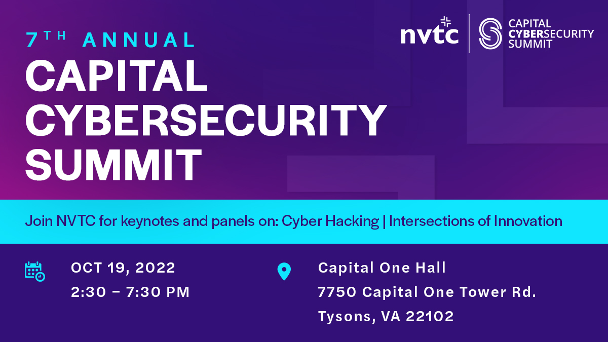 Three weeks left until NVTC's 7th Annual Capital Cybersecurity Summit on 10/19! Don't miss out on your chance to hear from keynote Sue Gordon, formerly w/ Office of Director of National Intelligence, &amp; two expert panels on hacking &amp; innovation.
RSVP Here: ow.ly/7ulJ50KYA3o