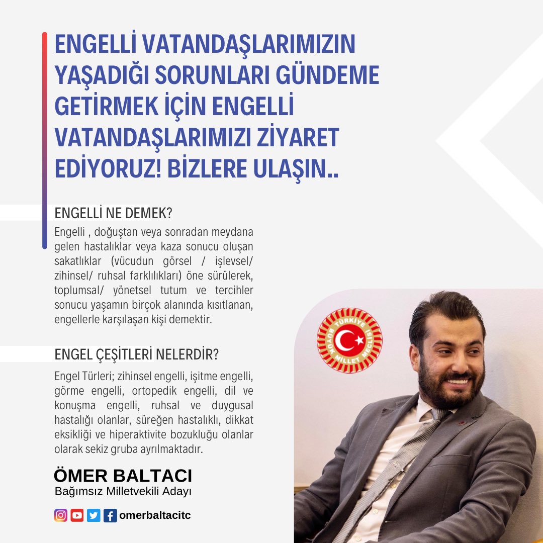 Engelli vatandaşlarımızın yaşadığı sorunları Tv programlarında gündeme getirmek için Engelli vatandaşlarımızı ziyaret ediyoruz. Engelli vatandaşlarımızın bu konuda bizlere ulaşmasını sağlayın. Genel olarak toplumda yaşadıkları sorunları gündeme getirelim.. #engelliyedevaol