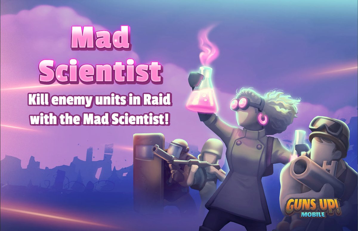 GunsUpMobile's tweet photo. During this time-limited event, kill enemies in raid battles using the Mad Scientist to earn Mad Scientist Medals, Pumpkin Crate Keys, and Gems! https://t.co/Xst5CH0Oh6