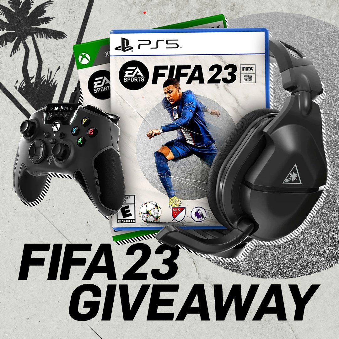 Turtle Beach (@turtlebeach) on Twitter photo To celebrate the release of FIFA 23 we're giving one lucky winner the chance to win a digital copy, a Stealth 600 Gen 2 MAX, and a Recon Controller!
To Enter:
⚽ Follow <a href="/TurtleBeach/">Turtle Beach</a>
🏅 RT & Like
👇 Reply with your fav team!
Winner picked Monday, Oct 3! To celebrate the release of FIFA 23 we're giving one lucky winner the chance to win a digital copy, a Stealth 600 Gen 2 MAX, and a Recon Controller!
To Enter:
⚽ Follow <a href="/TurtleBeach/">Turtle Beach</a>
🏅 RT & Like
👇 Reply with your fav team!
Winner picked Monday, Oct 3!