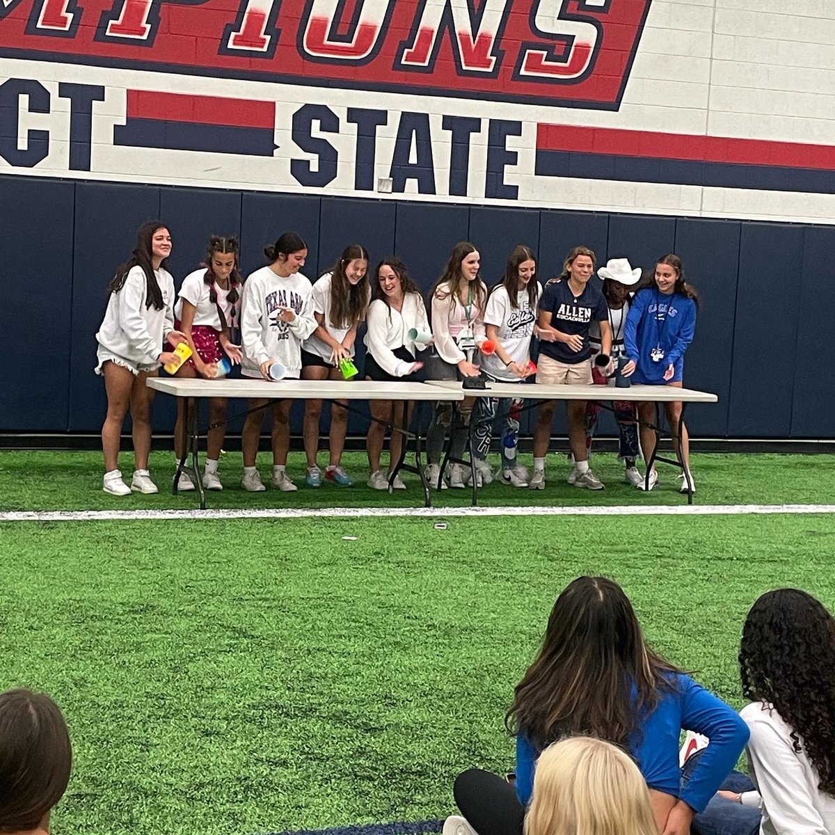 AHSEaglesSoccer's tweet photo. This weeks Eagle Friday was a Talent Show! We saw some great things from these young ladies! #Family #LES #AUp #Homecoming💙🦅⚽️❤️ https://t.co/tnNUJYAwfE