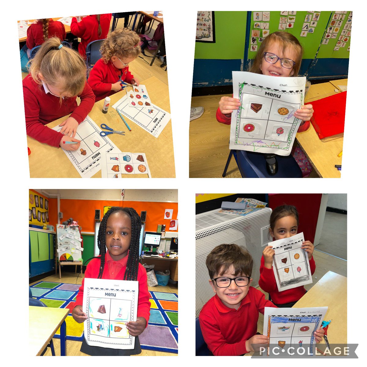 stfrancisP1's tweet photo. For the last day of #MathWeekScotland we were pastry chefs 👨🏼‍🍳 👩🏻‍🍳 We had to choose items for our menu &amp; then we picked a price from 1p-7p. Cutting helped our hands get stronger and we even got to practise our number formation and the letter “p”. 🌟 https://t.co/EMq7B7sv3I
