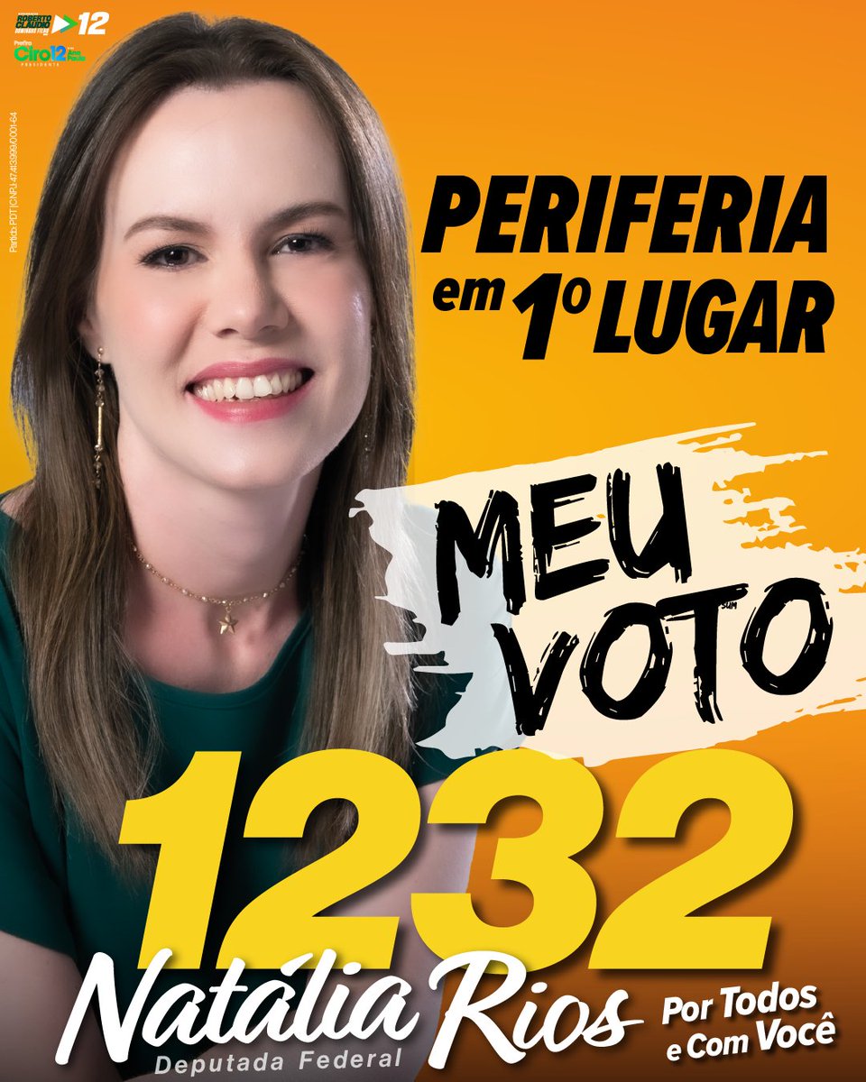 nataliariosof's tweet photo. É tempo de colocar a Periferia em 1º Lugar! Para avançar no combate às desigualdades e garantir um futuro melhor para todos: Natália Rios 1232. #PorTodosComVocê #NatáliaRios1232 https://t.co/vfa23QEdBZ