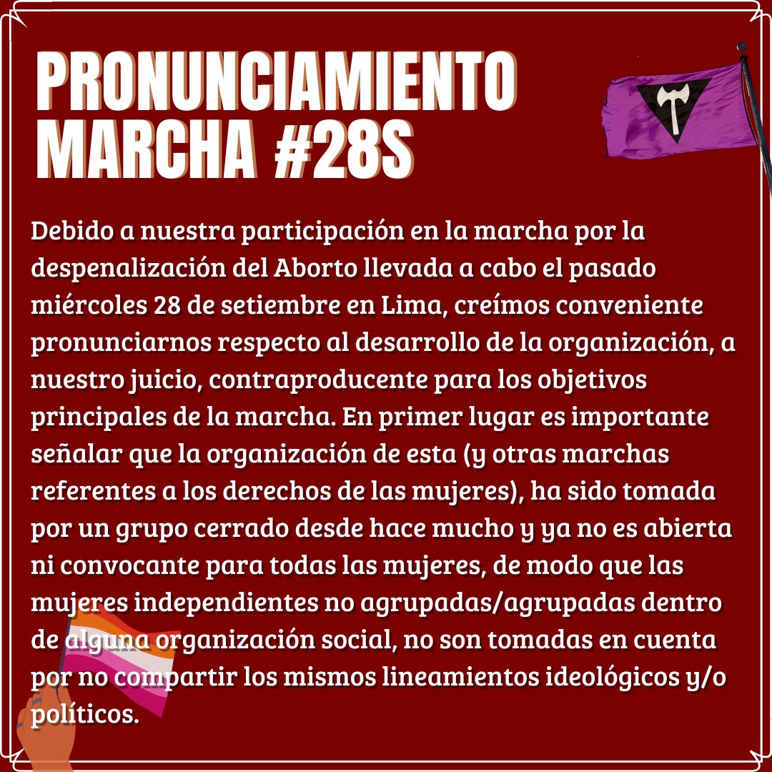 coFugitivas's tweet photo. PRONUNCIAMIENTO #28SLIMA
*Aclarar también que existen diversas colectivas críticas del género y cada una tiene sus propios lineamientos, no todas están agrupadas en un solo espacio y es necesario que se especifique cuando se hace algún señalamiento. https://t.co/8rMNOAMV1C