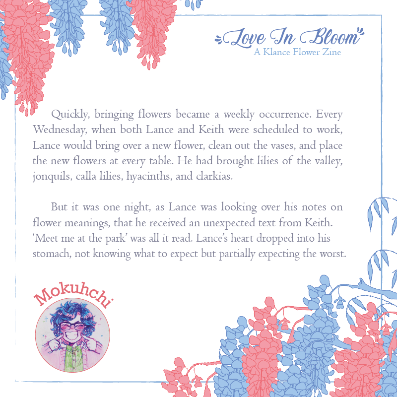LoveInBloomZine's tweet photo. 🌸 PREVIEWS
Overthinking is not nice, but on the other hand this fic by our @mokuhchi is really adorable 💕

Order your copy here: https://t.co/fL1OaLuoN1

#klance #klancezine #preordersopen #keithkogane #lancemcclain #vld #vldzine #voltron #voltronzine #keithxlance #laith https://t.co/yvJdstEMkX