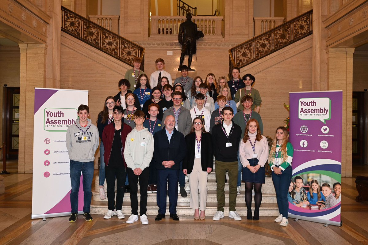 NIYouthAssembly's tweet photo. It was great to be back in Parliament Buildings again today. We spent the day at a special research event examining and discussing issues related to our chosen topics: Youth Mental Health; School Curriculum; Climate Change; &amp; the Awareness of Children’s Rights. https://t.co/URnfLuQZJA