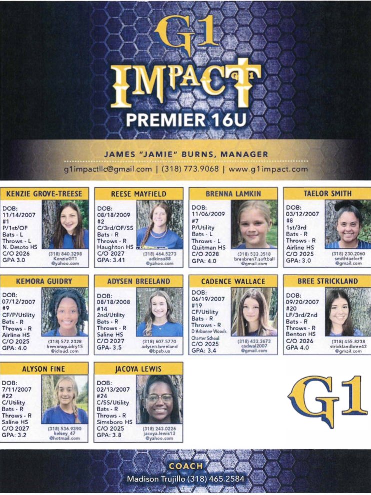 G1 Impact 16u is getting ready to showcase in Bullard, Tx this weekend at the USSSA Fall State Tourney MVP Event! Let’s go girls!
