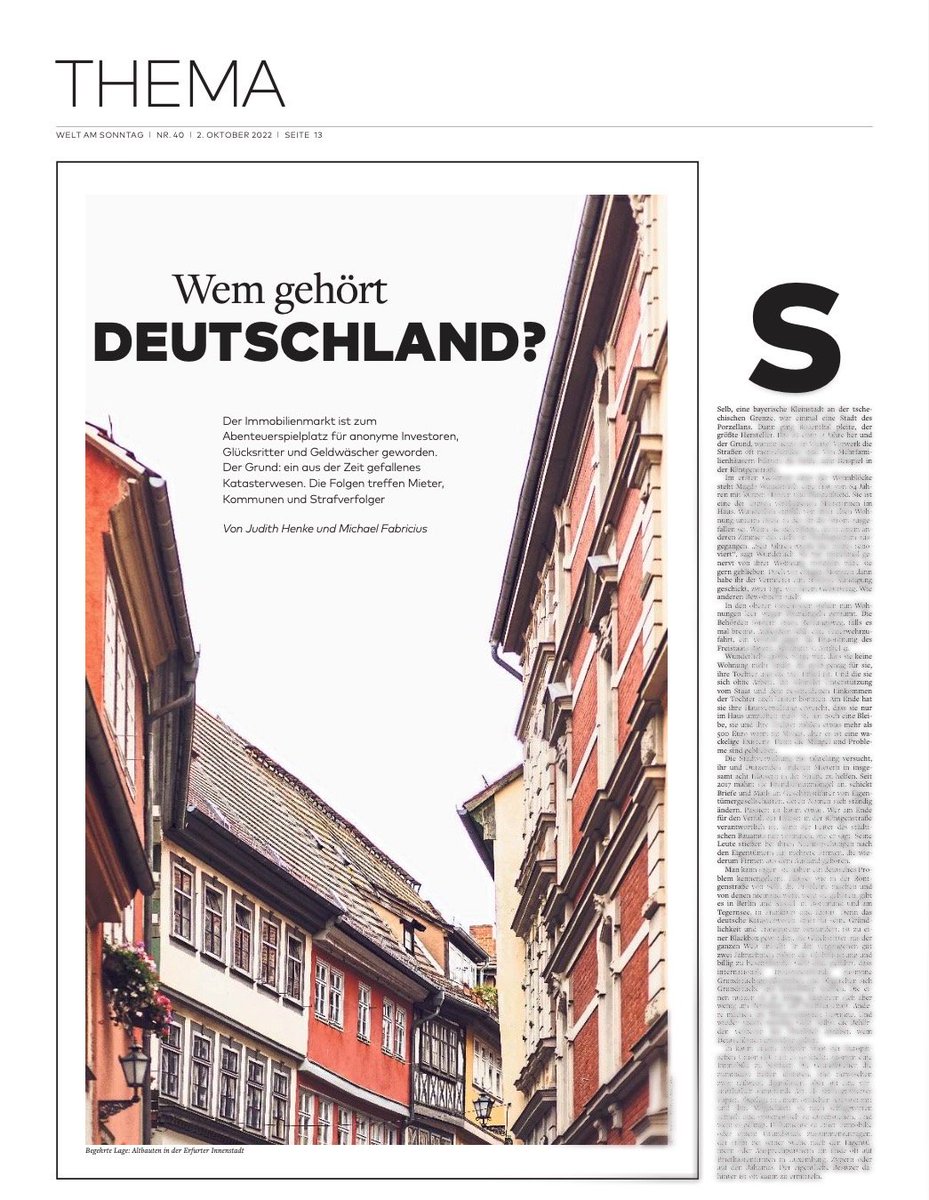 missjuliethotel's tweet photo. Morgen kommt eine Recherche in der @WELTAMSONNTAG, an der @MFabricius und ich sehr lange gearbeitet haben. Es geht um den intransparenten deutschen Immobilienmarkt - und warum dieses Thema alle angeht.

@MarcNeller @BrauseChristina @investigativ_de @welt https://t.co/XbRxN4JR6E