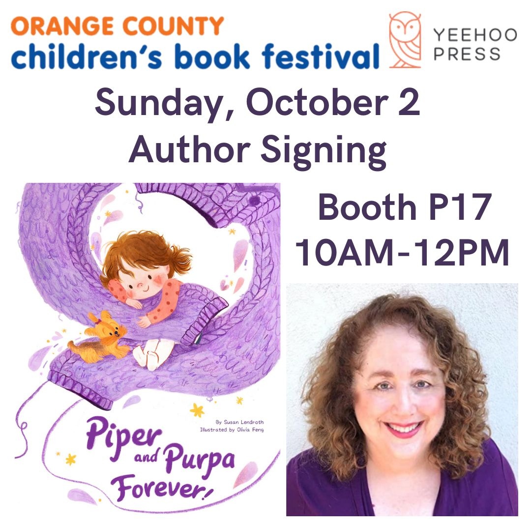 YeehooPress's tweet photo. We're headed to the Orange County Children's Book Fest !⁣ Find us at Booth P17. @orangecoastcollege . Our author #SusanLendroth.will be signing her new book PIPER AND PURPA FOREVER. We hope to see you there!!⁠ #writerslift #authorevent #kidlit #LA #orangecounty https://t.co/J2bILydn80