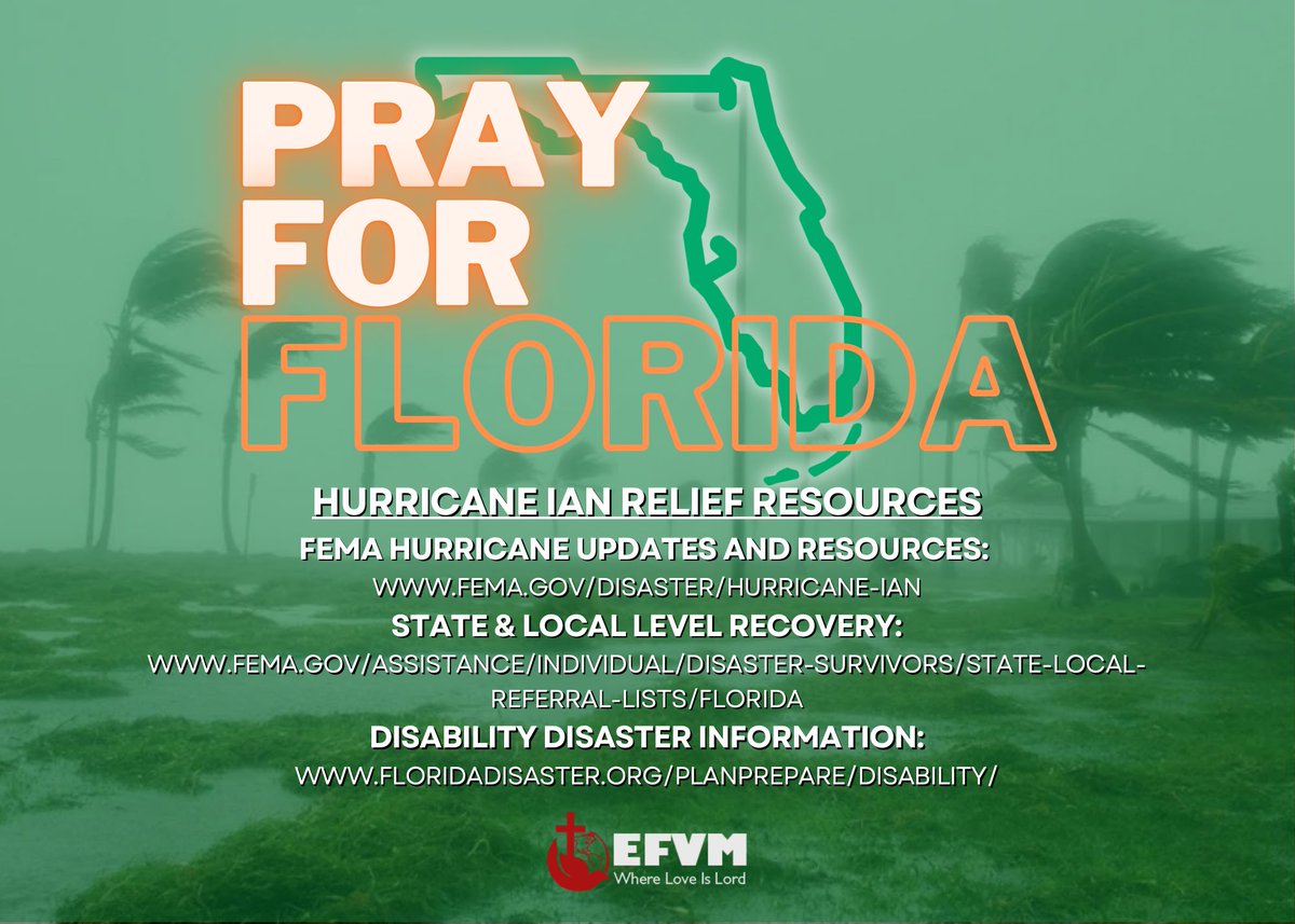 efvm_hq's tweet photo. Our sincerest thoughts and prayers are with everyone in Florida who has been impacted by #HurricaneIan. Here’s a list of emergency relief resources that we hope you’ll find beneficial during this time. https://t.co/CUtmi99URg