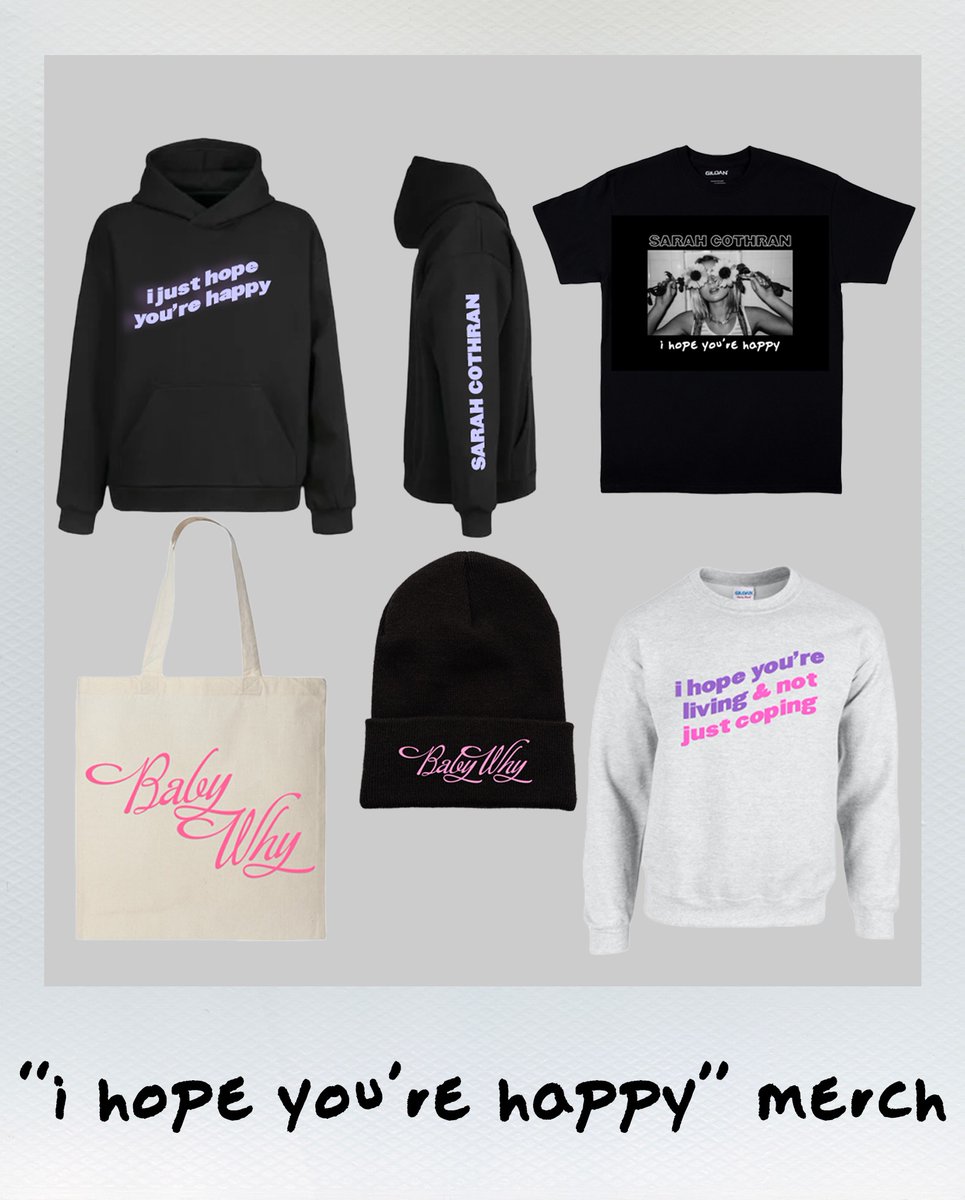 ahh new merch is here alongside my EP ‘i hope you’re happy’ 💗 what’s your fave item?? 🤨 sarahcothran.store