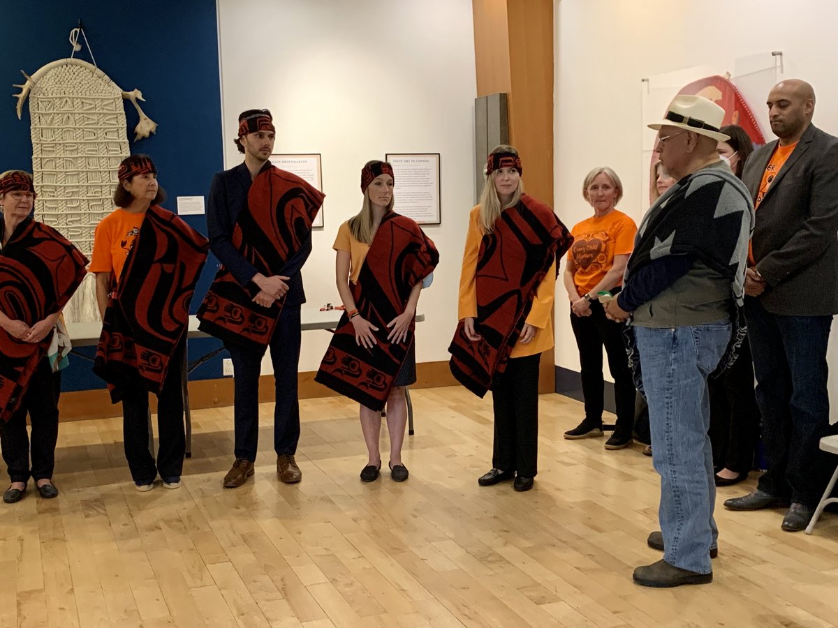 OTCollegeBC's tweet photo. Today, on the unceded territories of the xʷməθkwəy̓əm (Musqueam), sḵwx̱wú7mesh (Squamish), and səlilwətaɬ (Tsleil-Waututh) Nations, we acknowledged the new Indigenous Cultural Safety, Humility, and Anti-Racism practice standard with a Blanketing Ceremony. https://t.co/dpc1aPeRNV