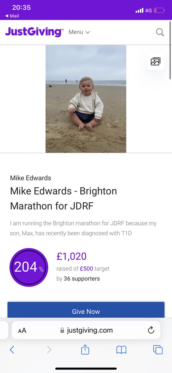JdrfMike's tweet photo. Hit the £1,000 mark! Thanks to everyone for donating #JDRF #T1D https://t.co/RlG5IZxN51