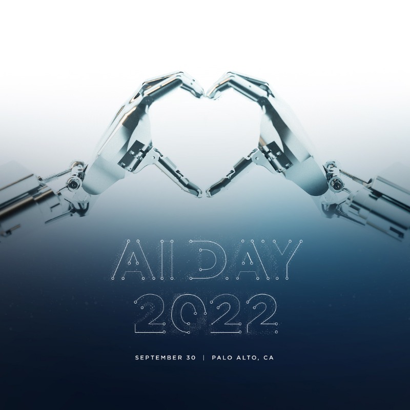 Tesla's tweet photo. AI Day 2022 streaming live at 6:15pm PT →
