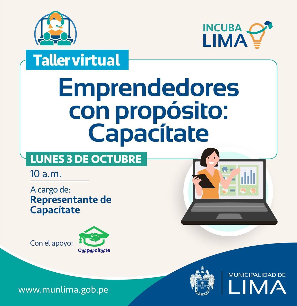 LearningAchiev2's tweet photo. Compartimos con ustedes que este lunes 03 de octubre a las 10:00 am tendremos una entrevista con el equipo de Incuba Lima. La entrevista la concederá nuestro representante Antonio Andrade, desde ya felicitarlo por su compromiso a nuestro emprendimiento "c@p@cit@te"👏 https://t.co/Y74SV0aor3