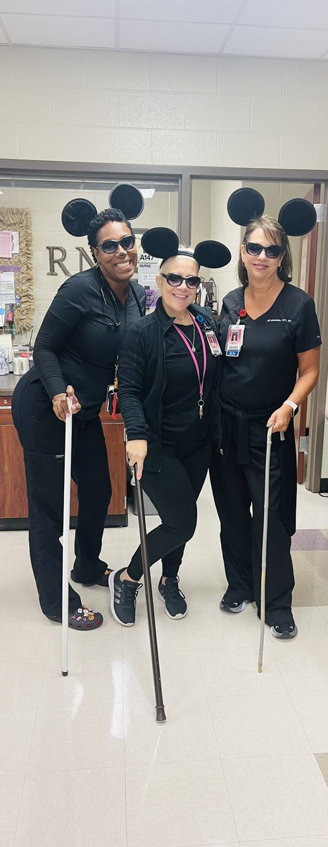 MyLifeAsCari's tweet photo. Guess what trio we’re representing today?…… @RPHS_Panthers #BestNursesEver #RPHS @FortBendISD #DuoTrioDay #3BlindMice @erin_nicholas1 #SchoolNurses https://t.co/MLCx2yuoJp