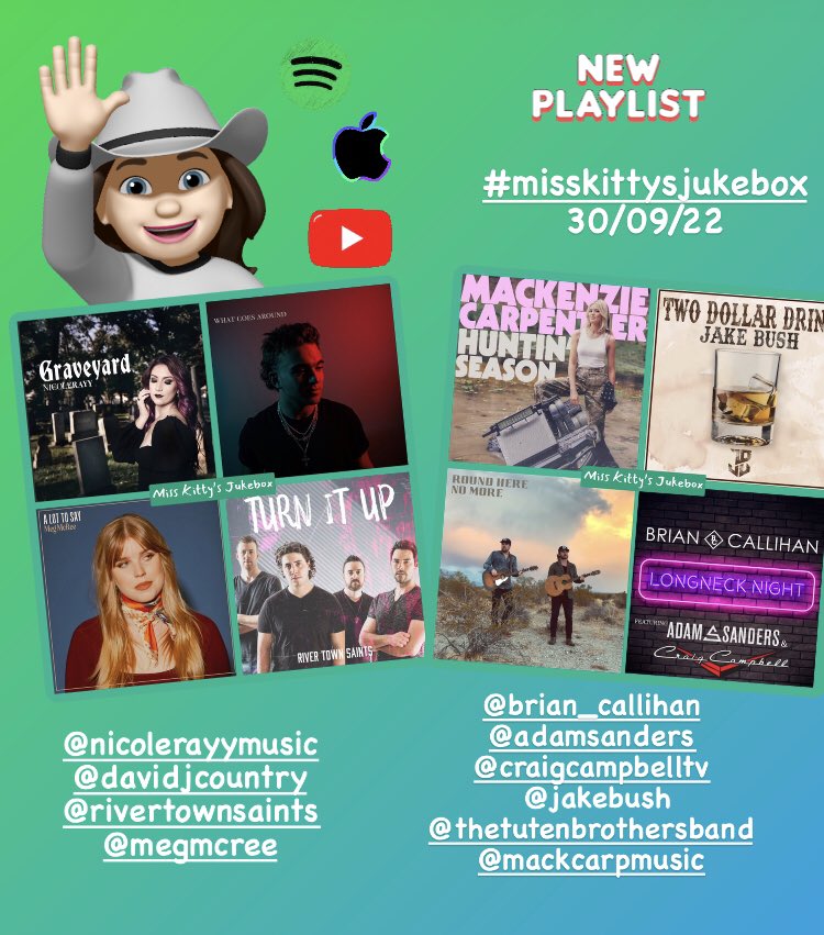 kit_country's tweet photo. #misskittysjukebox - 30/09/33

https://t.co/jP7PXGhNb6

https://t.co/YBVOZjlSi1

https://t.co/DOkHsWs0Is

#nicolerayy #davidjcountry #rivertownsaints #megmcree #briancallihan #adamsanders #craigcampbell #jakebush #thetutenbrothers #mackenziecarpenter #kitcountryplaylists2022 https://t.co/NvpLI7L36q