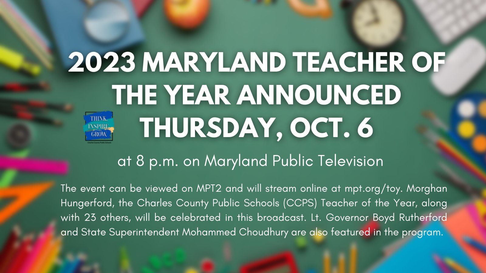 CCPS on Twitter "Watch the Maryland Teacher of the Year program on