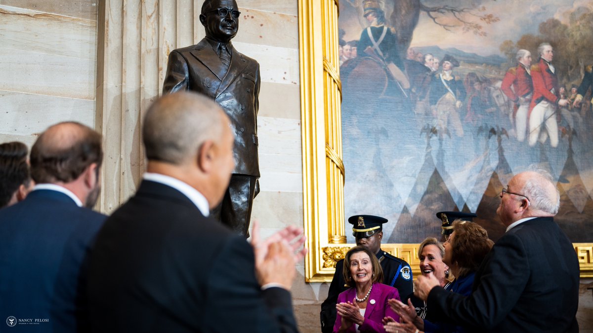 SpeakerPelosi's tweet photo. We continue to look to his leadership for guidance today as we defend democracy against autocracy, especially in Ukraine.

This magnificent statue will serve as a constant symbol of our commitment to democracy. https://t.co/qH44fg3Yvs