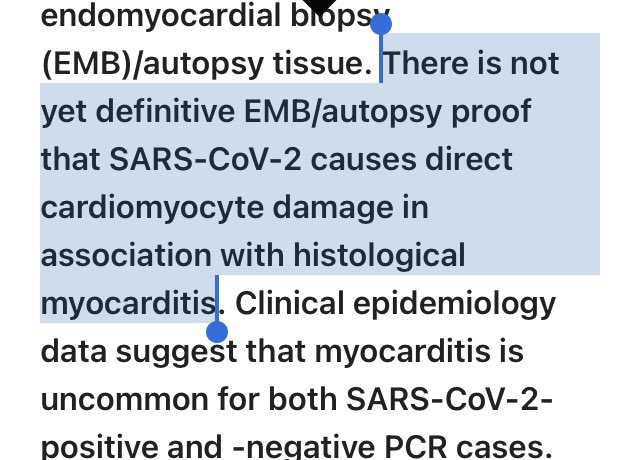 mmcbridemd's tweet image. Facebook is threatening to close my account over this “misinformation“. Yet the statement is fact: autopsy findings support death from myocarditis after vaccination, while “there is not yet definitive EMB/autopsy proof that SARS-CoV-2 causes direct cardiomyocyte damage”.