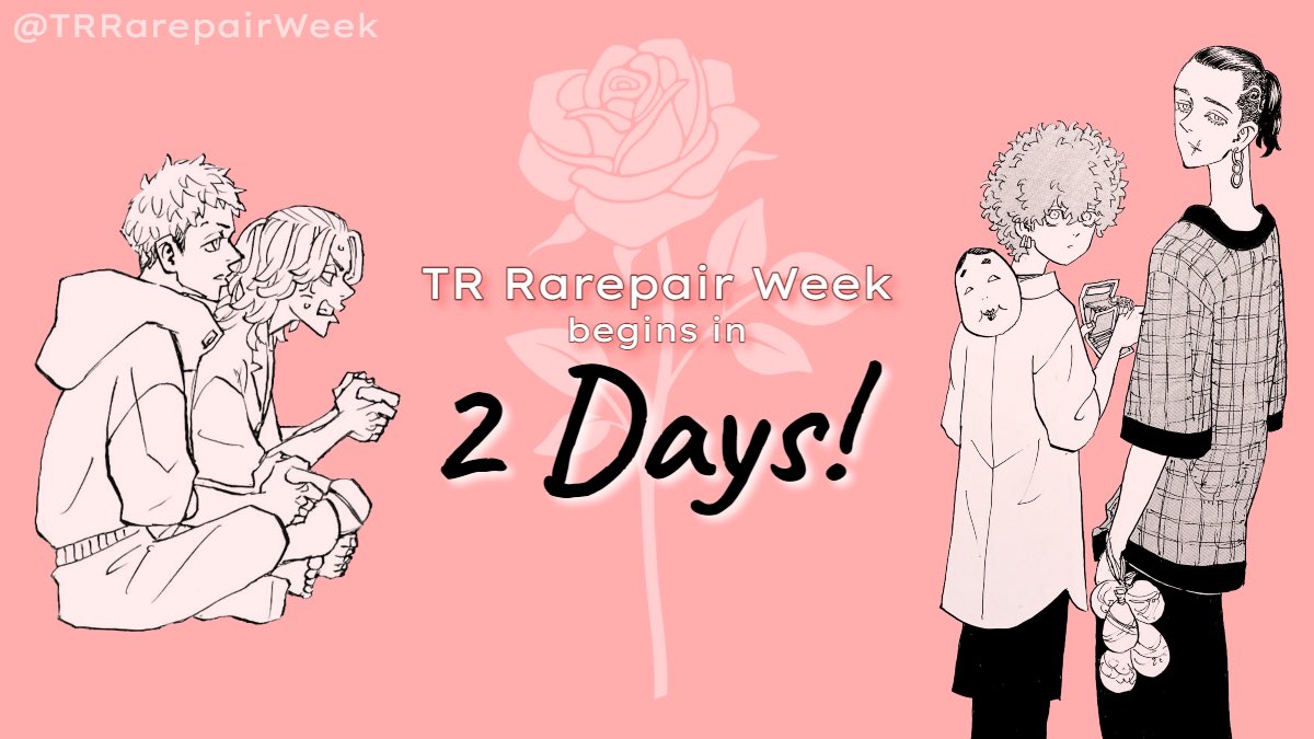 TRRarepairWeek's tweet photo. 2 DAYS left until #TRRarepairWeek begins on October 2!

Tomorrow, we’ll post a link to the event’s AO3 collection for people who want to add their fics to it. ✨

💗 More Info: https://t.co/g6c46zWmJn https://t.co/pJvkzESOFS