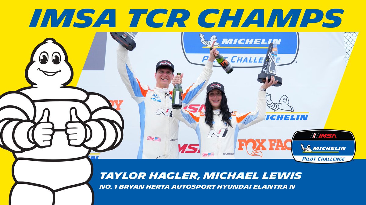 MichelinRaceUSA's tweet photo. Taylor Hagler and Michael Lewis are back-to-back TCR champions in #IMSA! https://t.co/NAxDFcT4OT