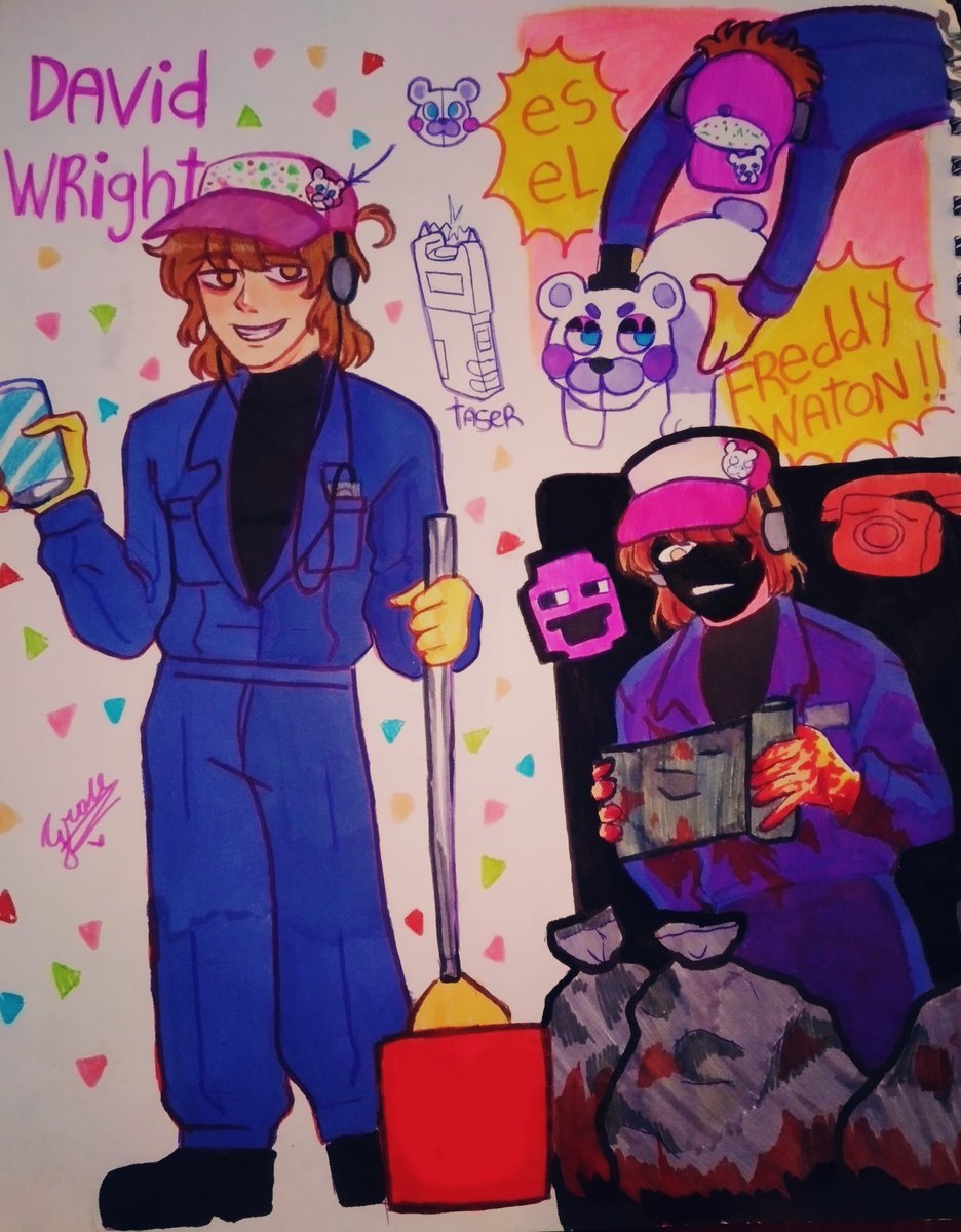 GraceValac's tweet image. the janitor boy 🧹
#FNAF #OC #TraditionalArt