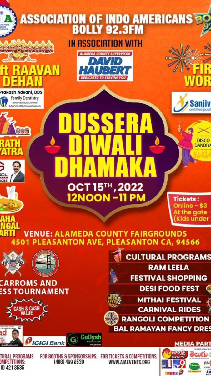 AIA_Events's tweet image. aiaevents.org
#aia #aiaevents #indianculture #bayarea #association #indianfestival #india 
#dussera #diwali #fireworks #fun #dontmiss