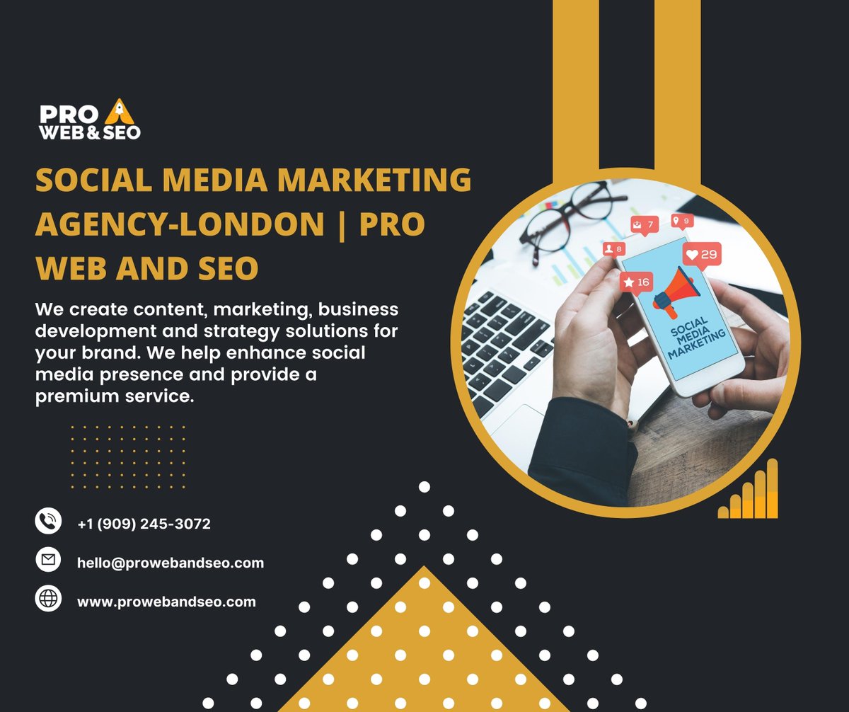ProWebandSEO1's tweet photo. SOCIAL MEDIA MARKETING AGENCY-LONDON | PROWEBANDSEO.

Let's Expand Your Business with our SOCIAL MEDIA MARKETING services.
❗️ Book Your Free Consultation Now &amp; Avail Special Offers ❗️
📧 hello@prowebandseo.com
🌎 https://t.co/kpyeebH4O9

#prowebandseo #socialmediamarketing https://t.co/eKO5s8A1uZ