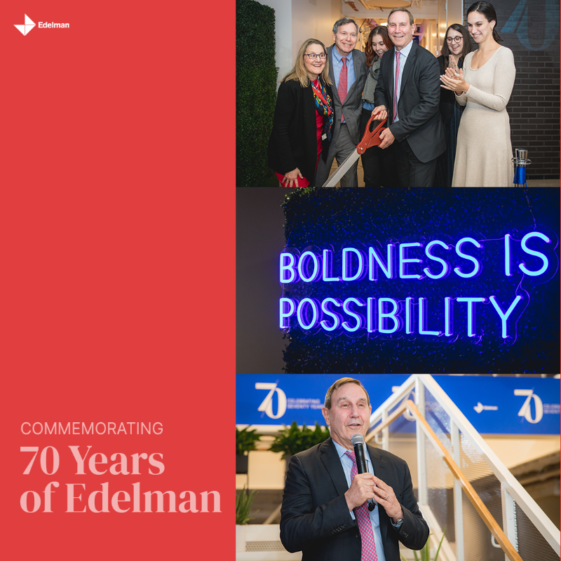 EdelmanPR's tweet photo. This week we commemorated 70 years since our founding and celebrated the future of our firm alongside new and old friends.