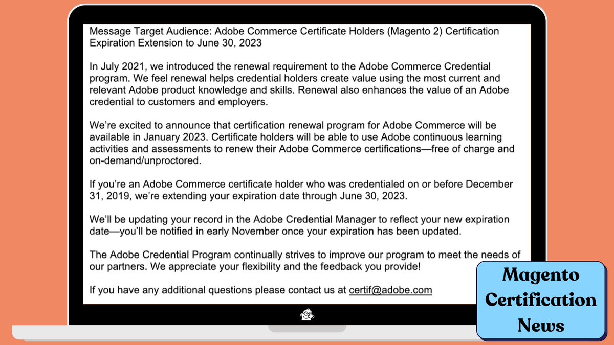 swiftotter_joe's tweet image. This BIG NEWS! Yesterday we heard rumblings of an extension on our Magento certification expiration. Today I received this official statement from Ayana Nickerson at Adobe
linkedin.com/posts/maxwellj…
#magento #magento2 #magentocertification #adobecommerce #adobecommercecertification