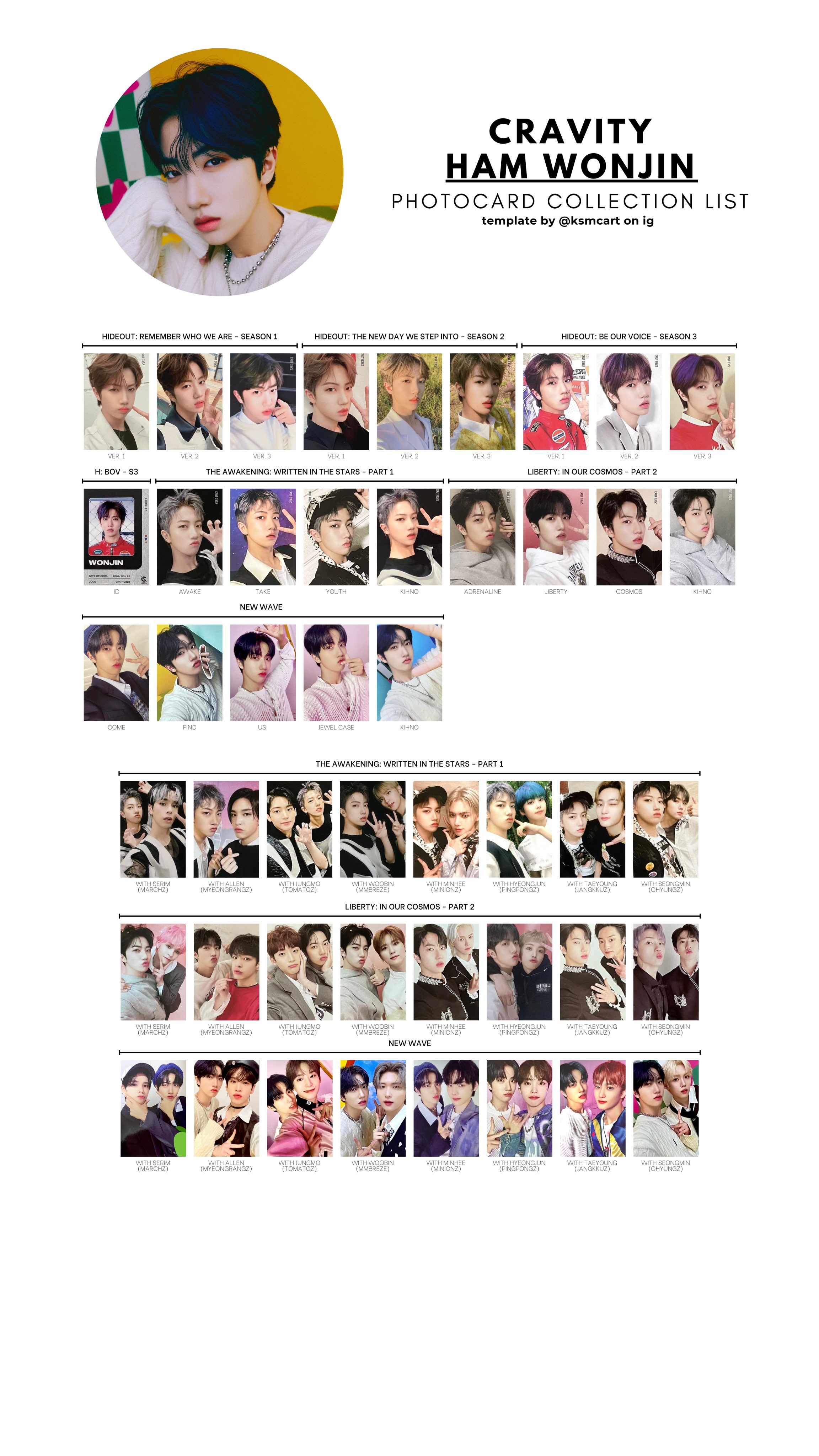 99즈 thinker 🤍 on Twitter "CRAVITY ALBUM PHOTOCARD COLLECTION LIST