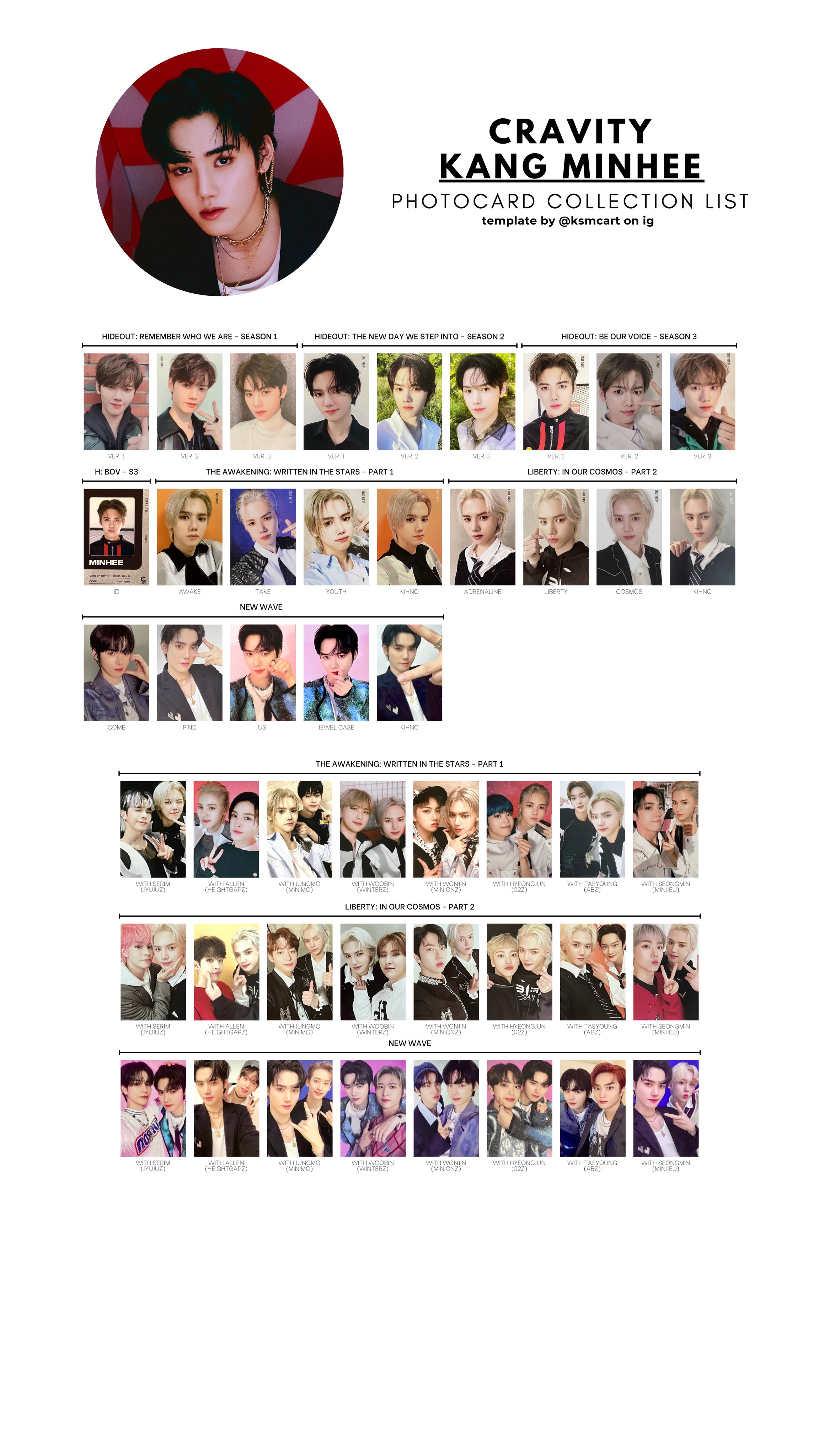 99즈 thinker 🤍 on Twitter "CRAVITY ALBUM PHOTOCARD COLLECTION LIST