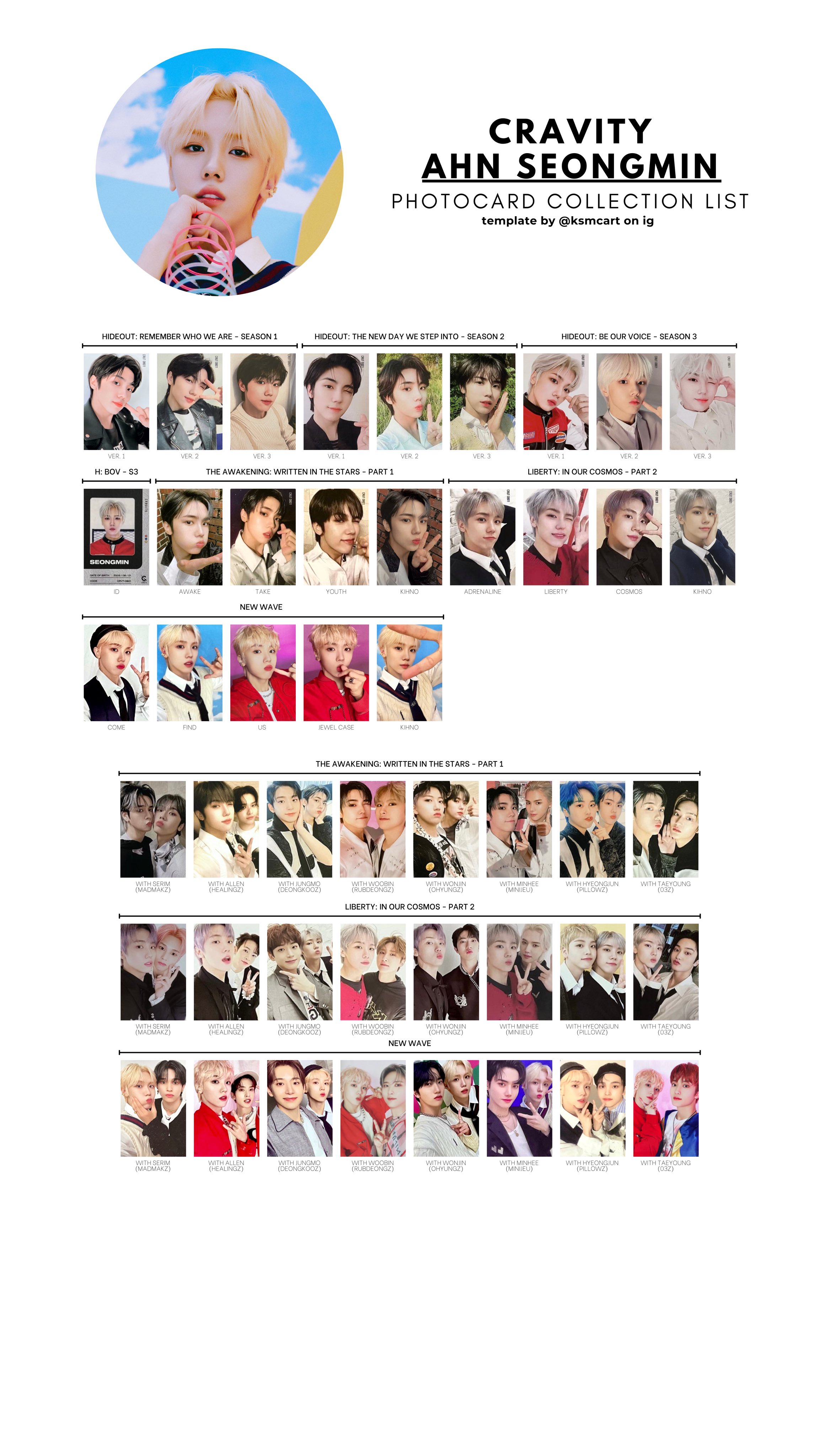 99즈 thinker 🤍 on Twitter "CRAVITY ALBUM PHOTOCARD COLLECTION LIST