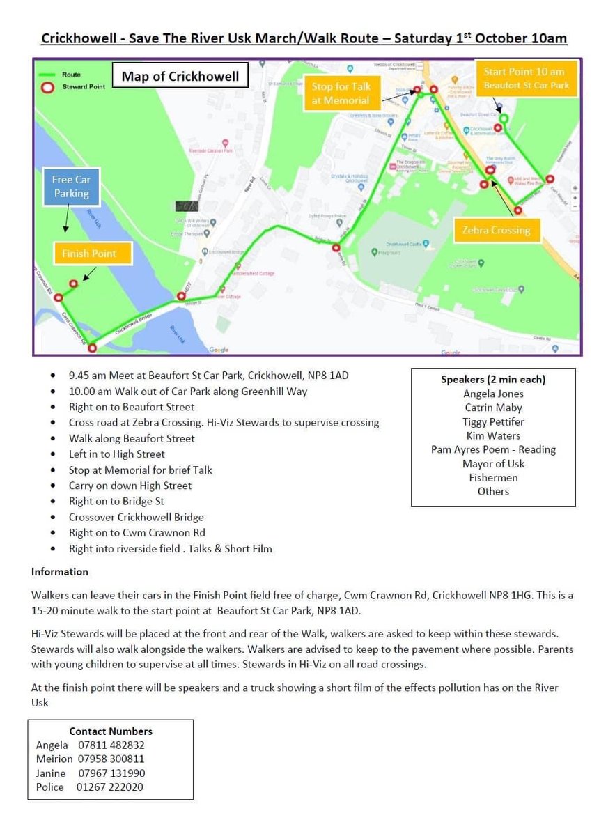 Glanusk's tweet photo. ๐ข Details of the route for the DONโT LET THE USK DIE MARCH on SATURDAY 1st OCTOBER in CRICKHOWELL. For more information and to support them see their Facebook page https://t.co/j2vWTQ7AV0. https://t.co/3hywuKNXvj