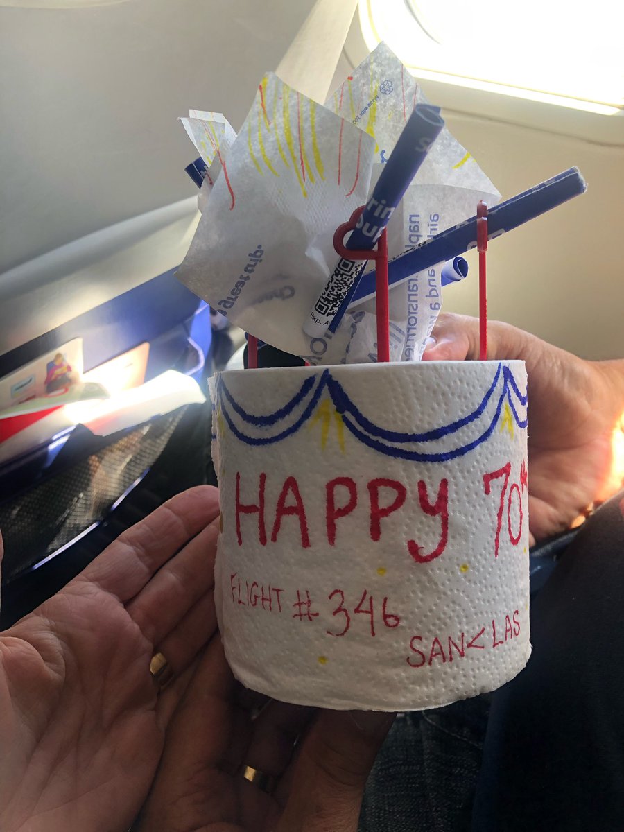 Stefrogirl15's tweet photo. @SouthwestAir first you saved the day for me yesterday and now flight #346 made my dad’s birthday. https://t.co/9dB0qtvXaH