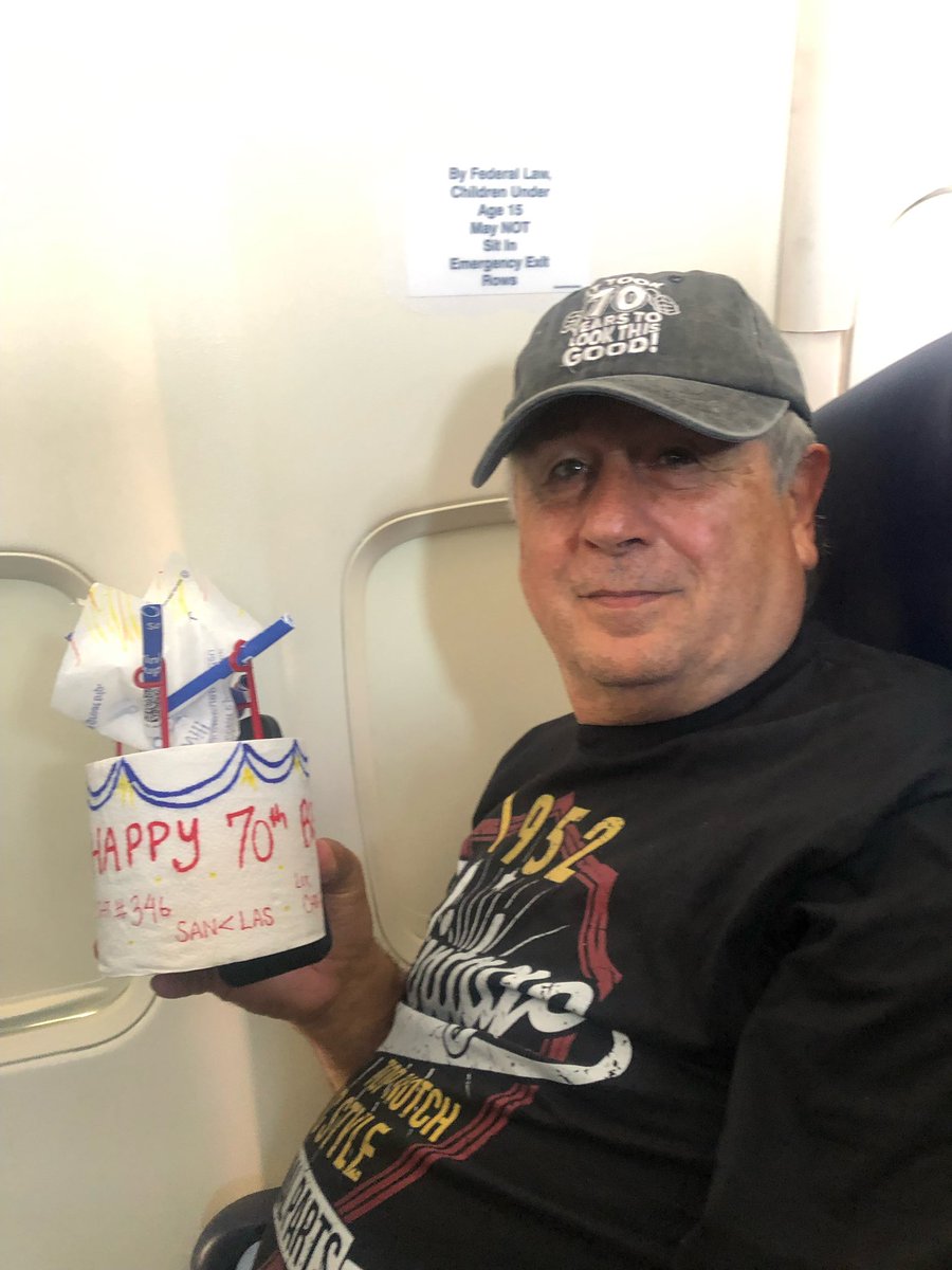 Stefrogirl15's tweet photo. @SouthwestAir first you saved the day for me yesterday and now flight #346 made my dad’s birthday. https://t.co/9dB0qtvXaH