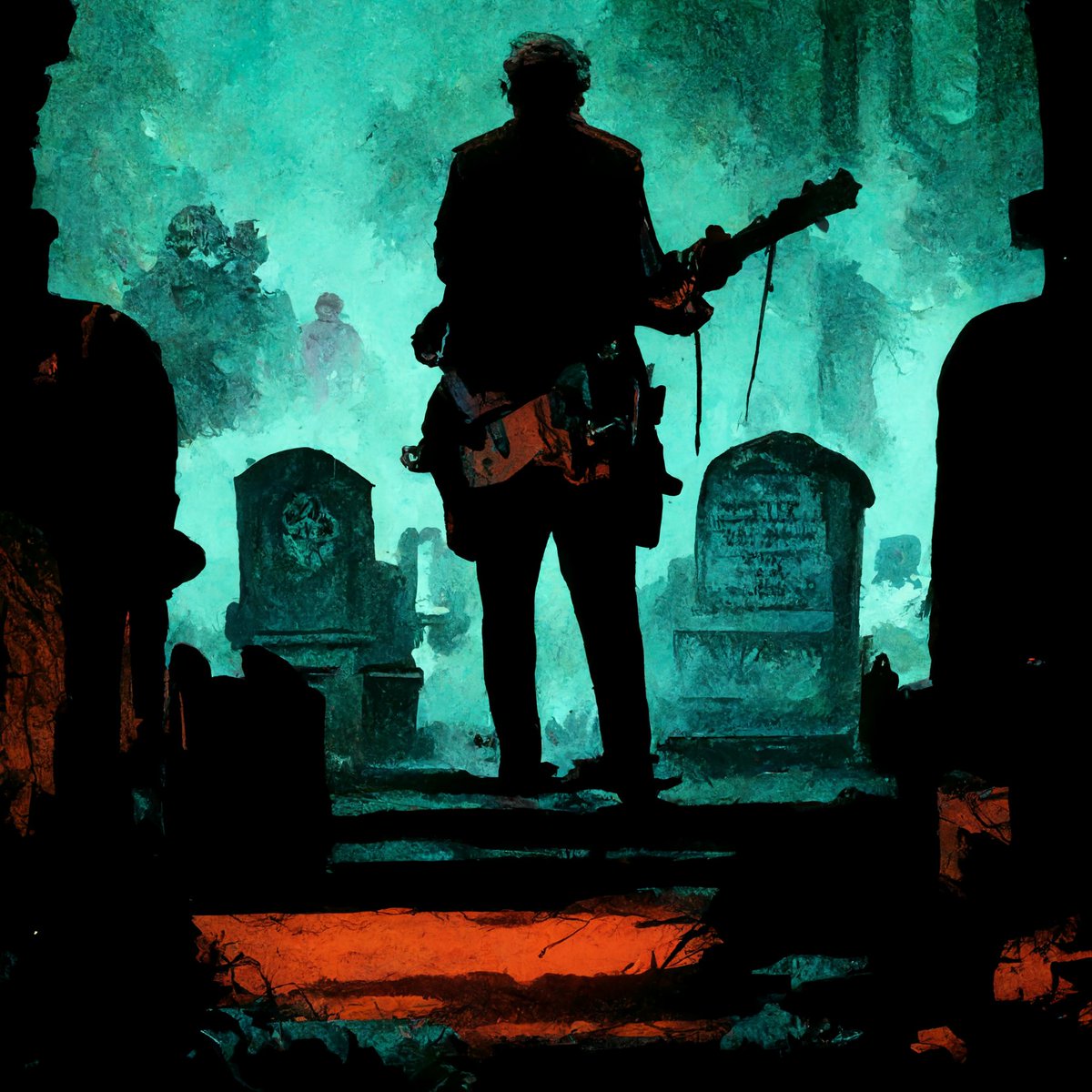 KatyaKustik's tweet photo. Ai made these pictures for me! It would even make a good cover for an album by some band :D
━━━━━━
#AiArt #AI #zombie #horror #livingdead #cemetery #halloween #gravestone #guitar https://t.co/YJolRjdNnZ