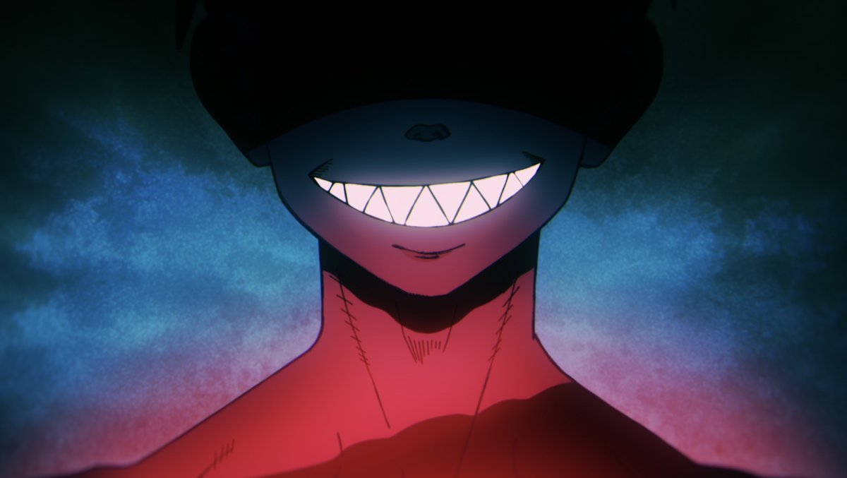 FireForceAnime's tweet photo. "The strain of death is making me smile.” https://t.co/eK2X5vK26k