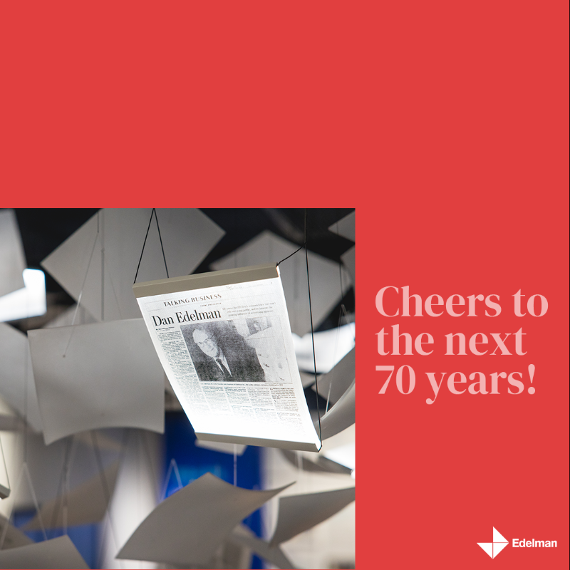 EdelmanPR's tweet photo. This week we commemorated 70 years since our founding and celebrated the future of our firm alongside new and old friends.
