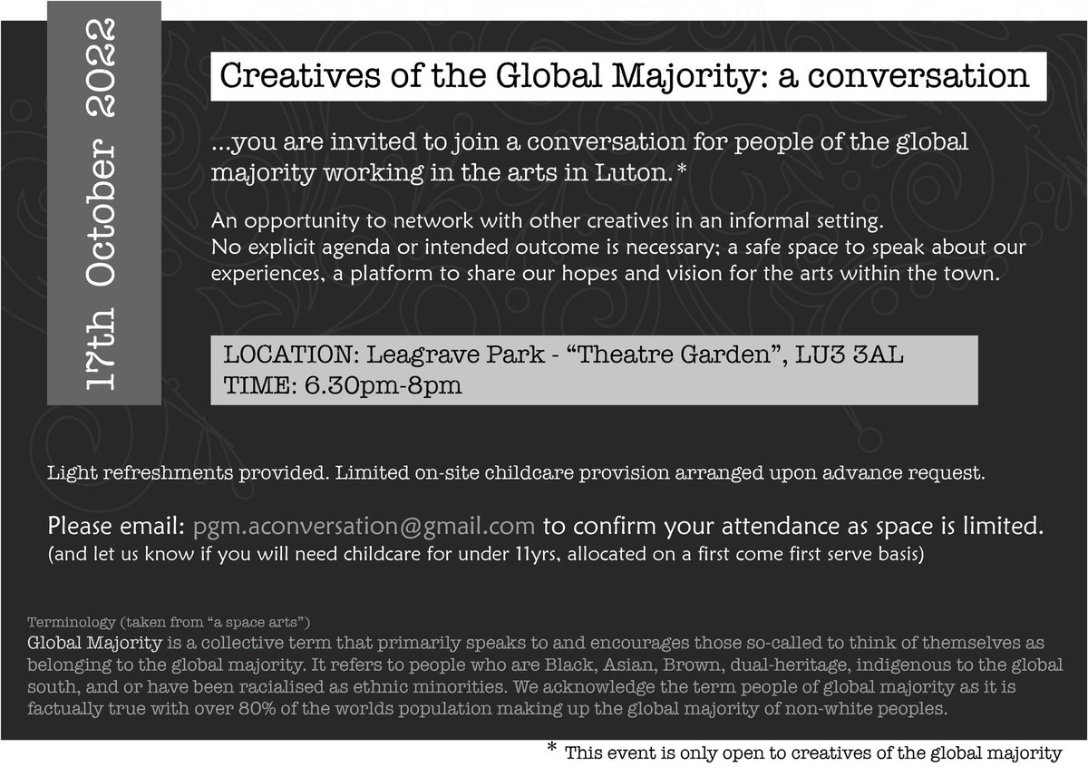 TheJaanMix's tweet photo. #peopleoftheglobalmajority #LutonCreatives #creativesofcolour ...join the conversation... 17th October 2022 https://t.co/1Zd4VqJkot