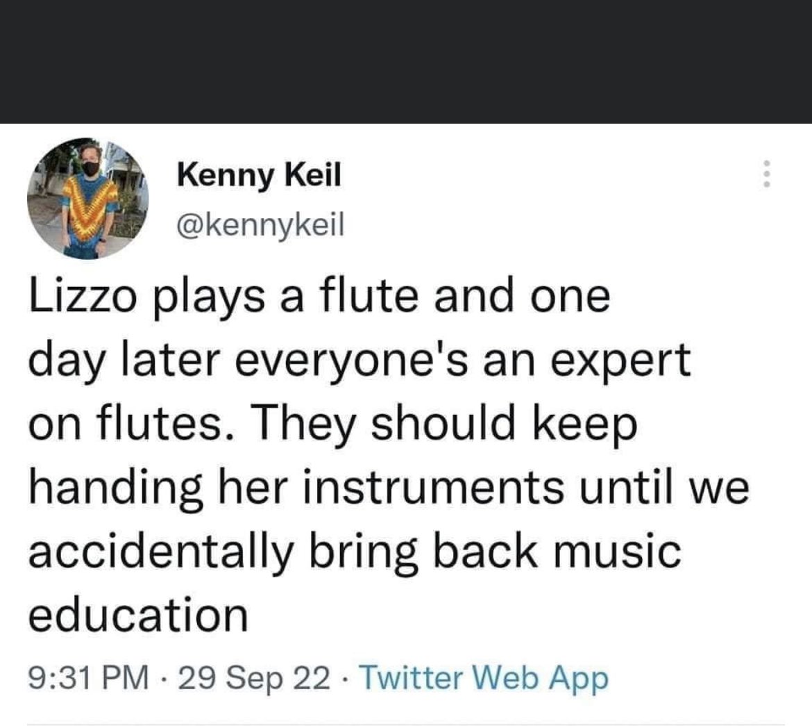 Roe_Domenica's tweet photo. Music education is important #Lizzoflute #music #musiceducation #flutegate #LetTheGirlPlay #flute #VoteBlueForSoManyReasons https://t.co/padZVYK5vq