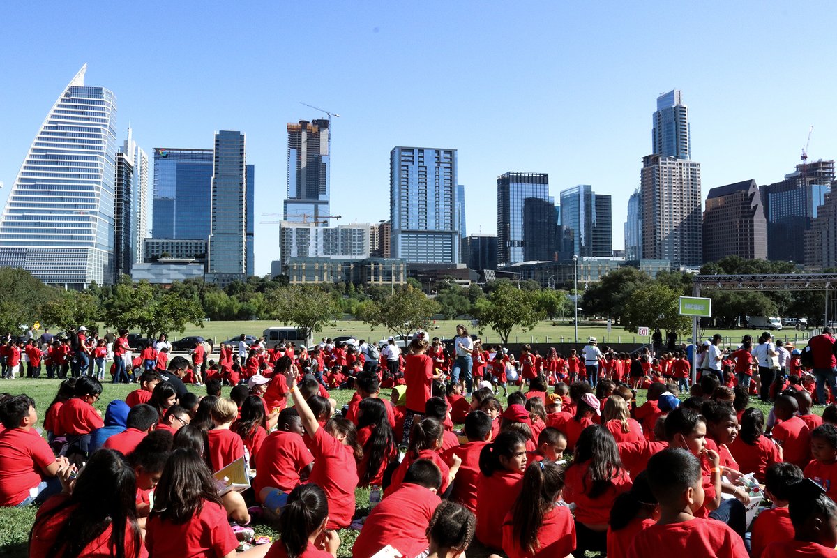 AustinISD's tweet photo. September 30th is now Texas Reading Day! 

Ten of our amazing Austin ISD Elementary Schools were invited to a read-along to read “Just Try One Bite” with Camila McConaughey at the Long Center with H-E-B Read 3 for Texas Literacy Day! https://t.co/ts0noLKeLV